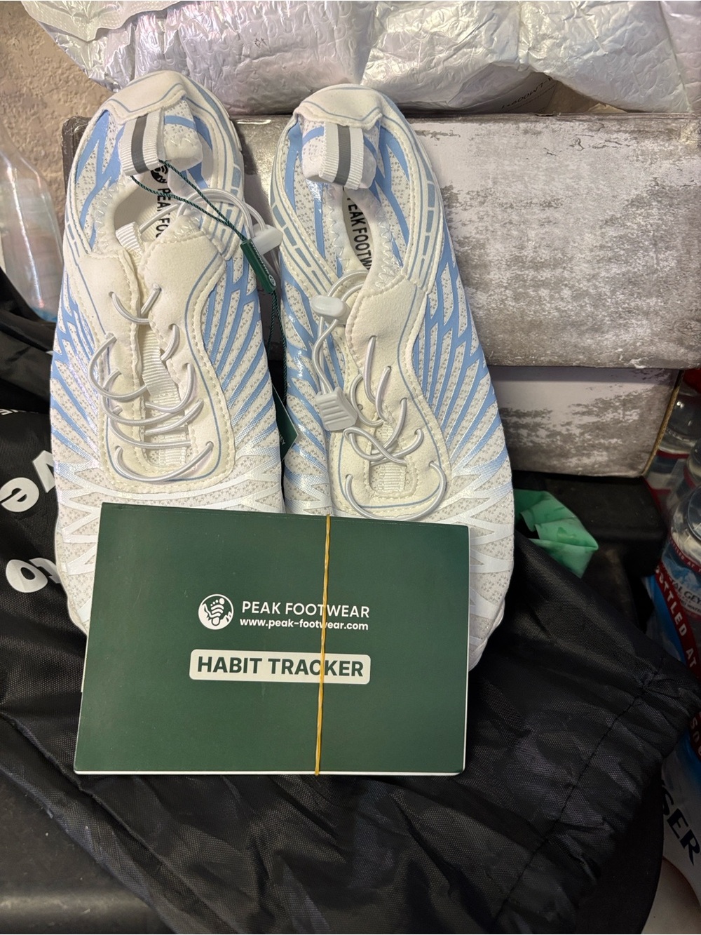 Peak Footwear White and Light Blue Athletic Sneakers
